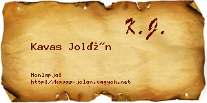 Kavas Jolán névjegykártya